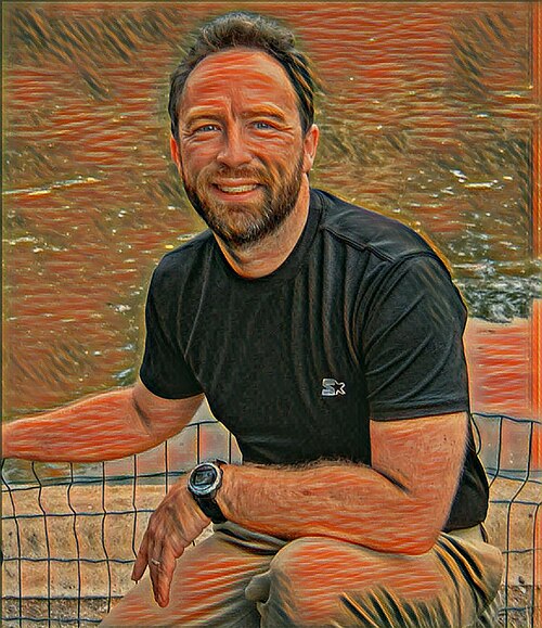 A photo of Jimmy Wales rendered in the style of The Scream using neural style transfer