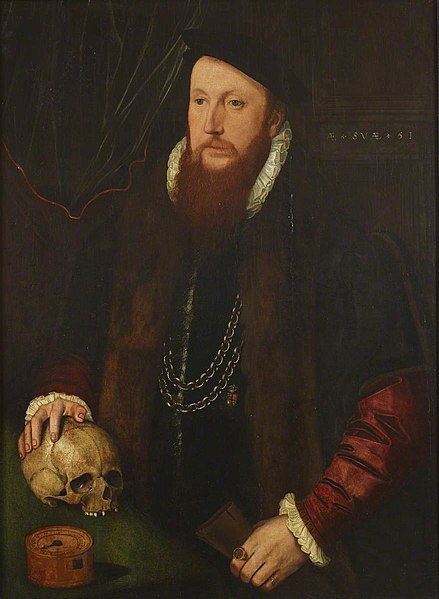 File:John Bettes (c.1531-before 1576) (possibly) - William Ffytch (c.1496–1578), with his Hand on a Skull, aged 51 (previously called, impossibly, Thom - 517698 - National Trust.jpg