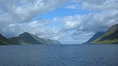 The Kalsoyarfjørður with Kalsoy (left) and Kunoy (right)