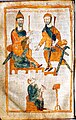 קרל הגדול (משמאל). העתק מהמאה ה-10 של ציור מקורי מהמאה ה-9