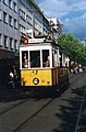 Museums-Triebwagen mit Lyrastromabnehmer in der Karlsruher Kaiserstraße, 2000