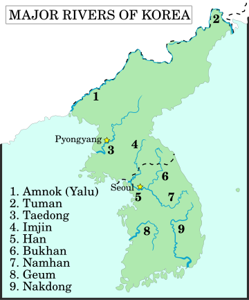 Daftar sungai di Korea Selatan dan Korea Utara