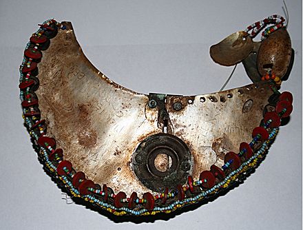 A Kula necklace, with its distinctive red shell-disc beads, from the Trobriand Islands