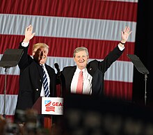 Then-president-elect Donald Trump and Kennedy campaigning in Baton Rouge LAGOP GOTVR Dec2016 176 (31214059490).jpg