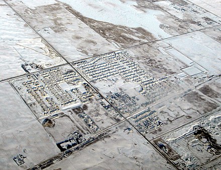 Aerial view of the Hamlet of Langdon, Alberta's most populous designated place