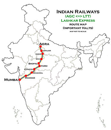 Lashkar Express (Mumbai - Agra) Route map Lashkar Express (Mumbai - Agra) Route map.jpg