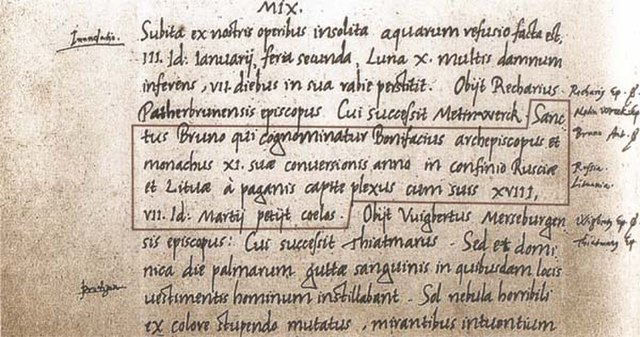 Lithuania's name in writing (Litua, on line 7), 1009