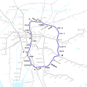 Linemap of NMS Meijō Line.svg