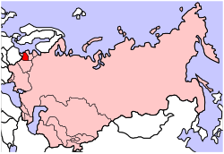 Location of the Lithuanian SSR within the Soviet Union.