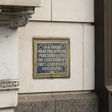 A marker in London, close to where The Daily Courant was first published London England Victor Grigas 2011-15.jpg