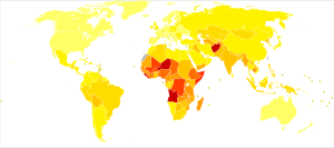 Lower respiratory infections world map - DALY - WHO2004.svg