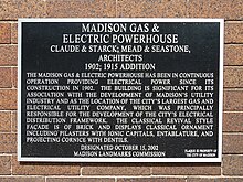 Madison Landmark plaque Madison Gas & Electric Powerhouse plaque.jpg