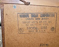 Magnus 890 electric chord organ manufacturers stamp.JPG