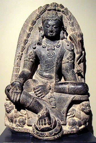 Manjusri Kumara (bodhisattva of wisdom), India, Pala dynesty, 9th century, stone, Honolulu Academy of Arts.jpg