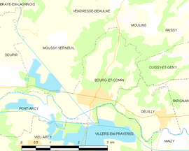 Mapa obce Bourg-et-Comin