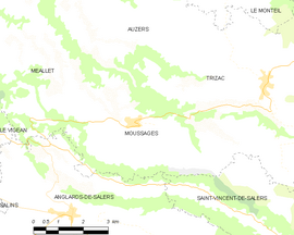 Mapa obce Moussages