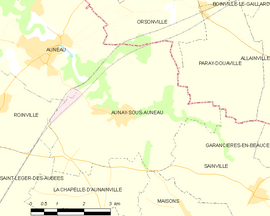 Mapa obce Aunay-sous-Auneau