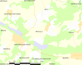 Mapa obce Prouilly