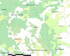 Mapa obce Dième