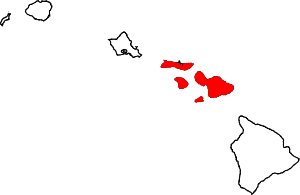 Карта Гавайев с выделением графства Мауи 