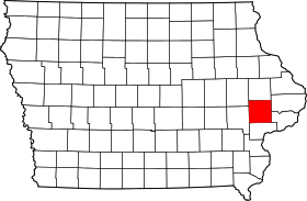 Map of Iowa highlighting Cedar County.svg
