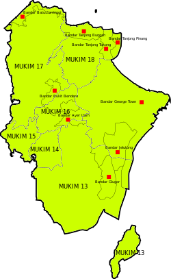 Karta över nordöstra Penang Island District, Penang.svg