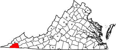 Locatie van Scott County in Virginia