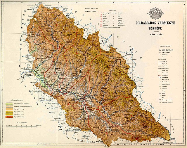 Máramaros vármegye domborzati térképe
