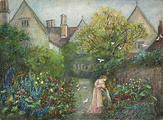 A lady in the garden at Kelmscott Manor