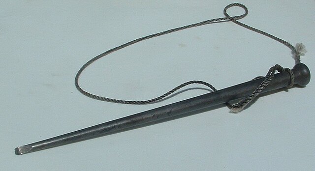 A typical marlinspike with lanyard