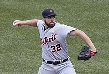 Fulmer pitching against the Baltimore Orioles in 2016. Michael Fulmer facing Baltimore in 2016.jpg