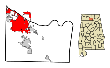 Morgan County Alabama Incorporated and Unincorporated areas Decatur Highlighted.svg