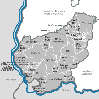 Karte der Lörracher Städte und Gemeinden