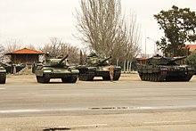 From left to right: an AMX-30E, a M60 Patton and a Leopard 2A4 in the Museum of Armored Units of El Goloso.