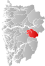 Aurland markert med rødt på fylkeskartet