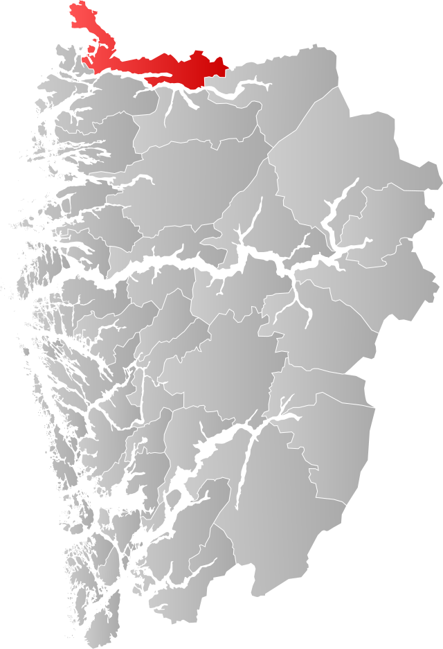 Lage der Kommune in der Provinz Vestland