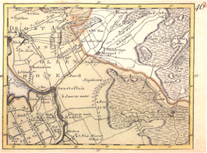 The 'OosterVeen' in 1773. The line above it is the Beentjesgraven stream, followed in 1809 for the trajectory of the Dedemsvaart canal. Click to enhance. NW-Oaveriessel1773.gif