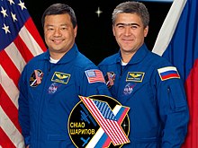NASA astronaut Leroy Chiao, left, and Russian cosmonaut Salizhan Sharipov served on Expedition 10 in the International Space Station. Nasa leroy chiao Salizhan S. Sharipov.jpg