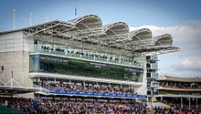 A grandstand at The Rowley Mile Newmarket grandstand (14127177733).jpg