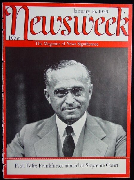 The January 16, 1939 cover featured Felix Frankfurter