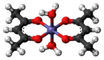 Pilk-kaj-bastona modelo de la nikelo (II) acetilacetonatkomplekso