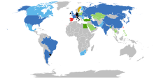 Global status of commercial nuclear deployment as of 2017
.mw-parser-output .legend{page-break-inside:avoid;break-inside:avoid-column}.mw-parser-output .legend-color{display:inline-block;min-width:1.25em;height:1.25em;line-height:1.25;margin:1px 0;text-align:center;border:1px solid black;background-color:transparent;color:black}.mw-parser-output .legend-text{}
Operating reactors, building new reactors
Operating reactors, planning new build
No reactors, building new reactors
No reactors, new in planning
Operating reactors, stable
Operating reactors, decided on phase-out
Civil nuclear power is illegal
No commercial reactors Nuclear power station.svg