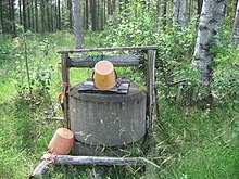 An old-fashioned water well in the countryside of Utajarvi, Finland Old-fashioned well in Finland.JPG