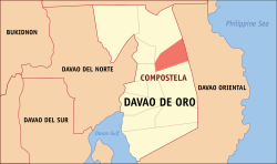 Mapa ning Davao de Oro ampong Compostela ilage