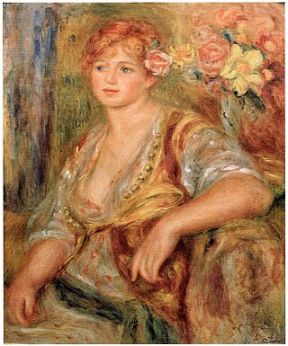 <i>Blond Girl with a Rose</i> Painting by Pierre-Auguste Renoir