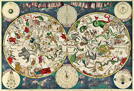 Mapa nieba z XVII wieku, sporządzona przez holenderskiego kartografa Frederika de Wita