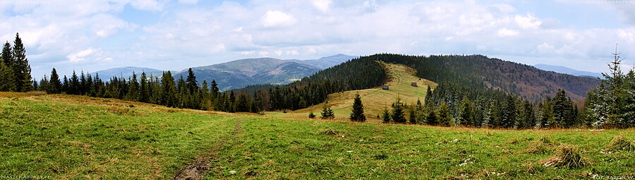 Panorama z żółtego szlaku na polanę Podskały