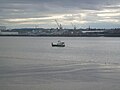 Police boat on River Mersey outside Liverpool Echo Arena during Lib Dem conference Sep 2010