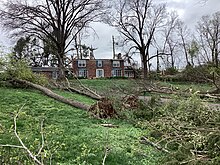 EF2 damage to a home in Prospect, Kentucky. Prospect, KY EF2 tornado damage.jpg