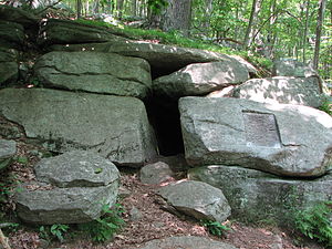 The grotto where Israel Putnam killed the last Connecticut wolf in 1742.